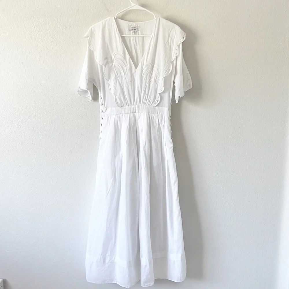 & Other Stories Palm Embroidered Scallop Dress - Picture 15 of 16